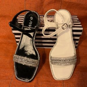 ANNA Black and white Bling Sandals sz 7.5